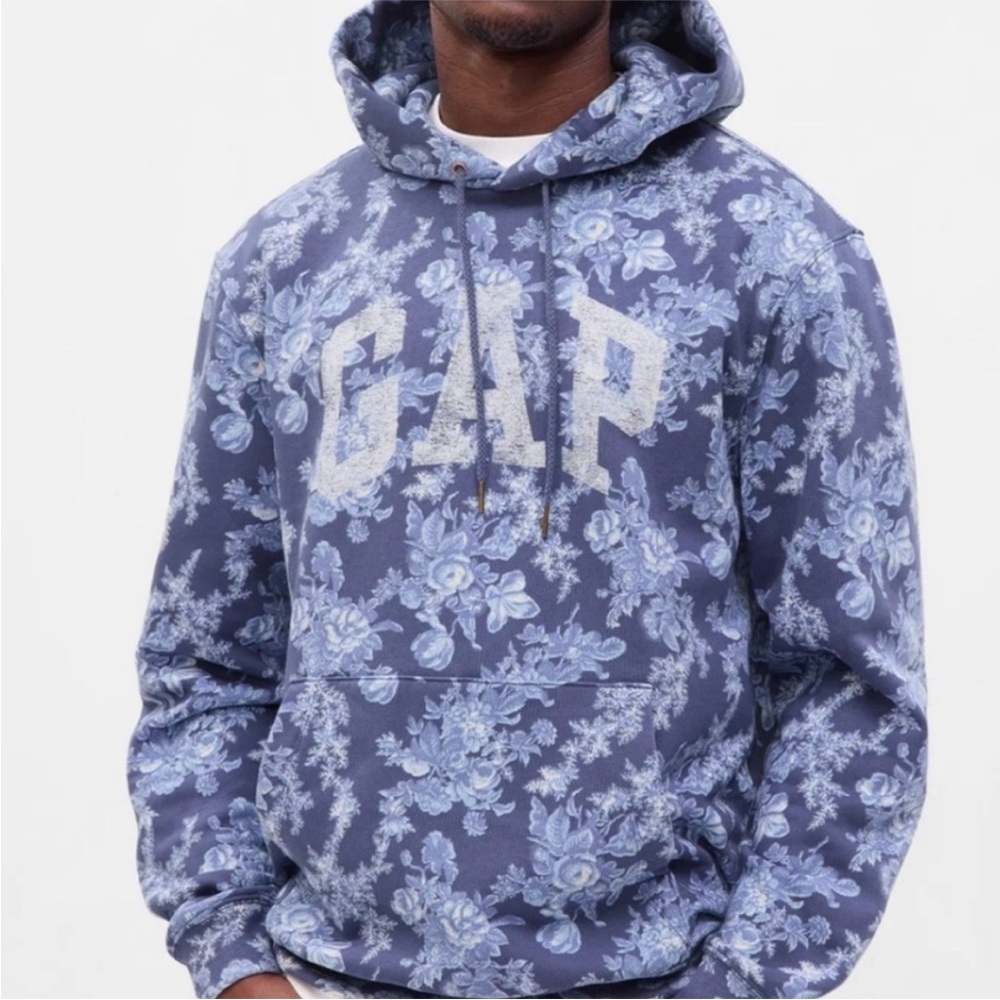 GAP Men's Blue Floral Hoodie